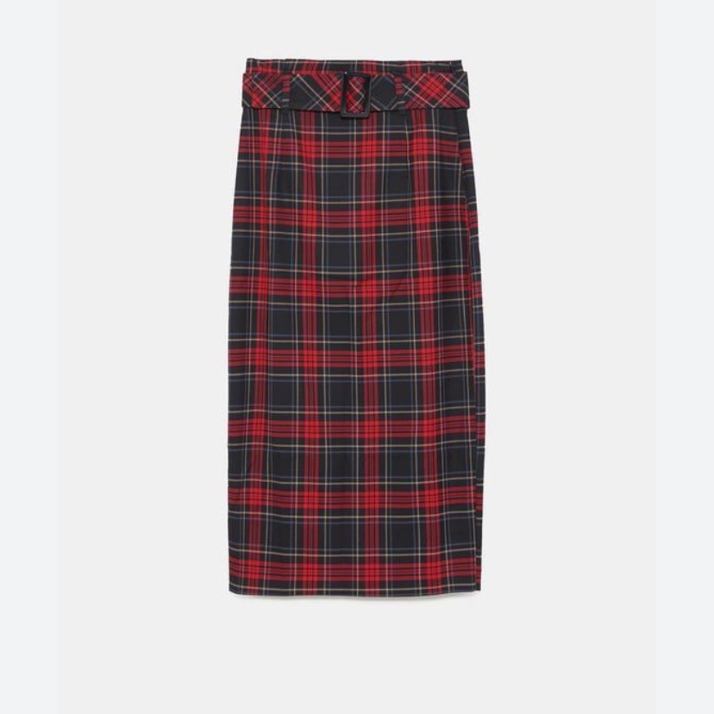 Zara Plaid Pencil Skirt sz M